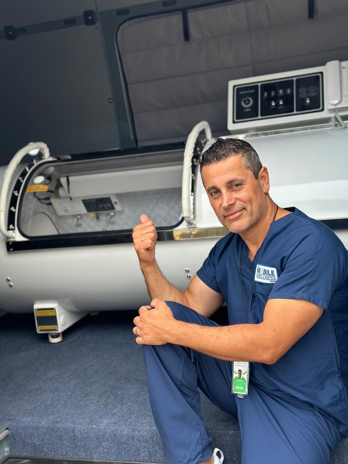 HBOT therapy session inside mobile wellness unit